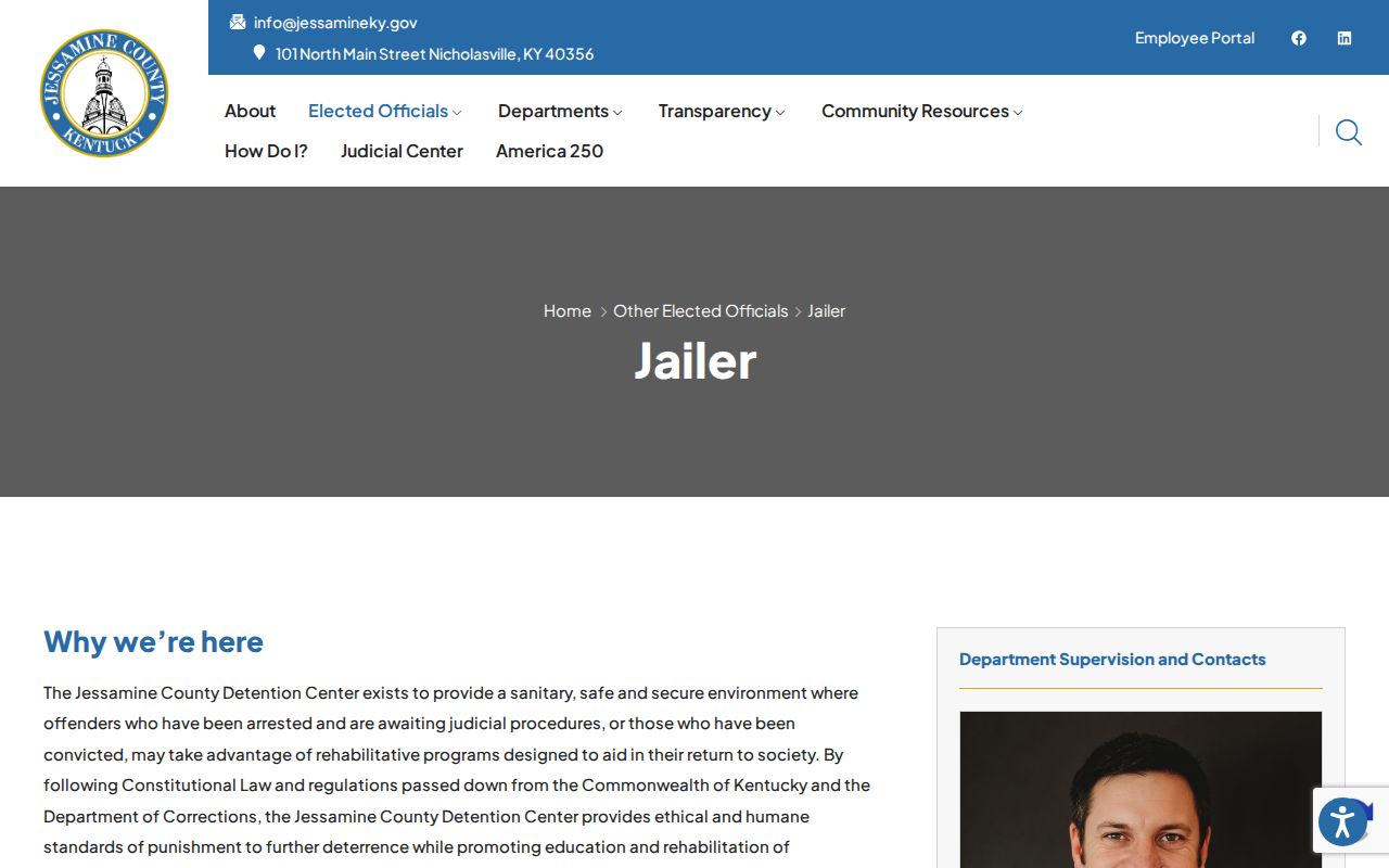 Jessamine County Jailer booking record contact